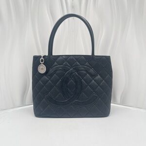 CHANEL Medallion Tote Bag Black Caviar Leather
